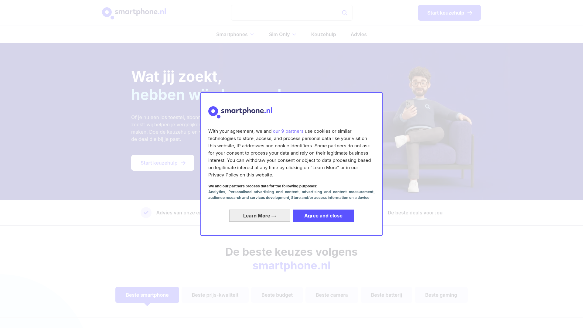 Screenshot van smartphone.nl