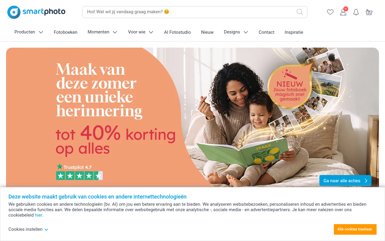 Screenshot van smartphoto.nl