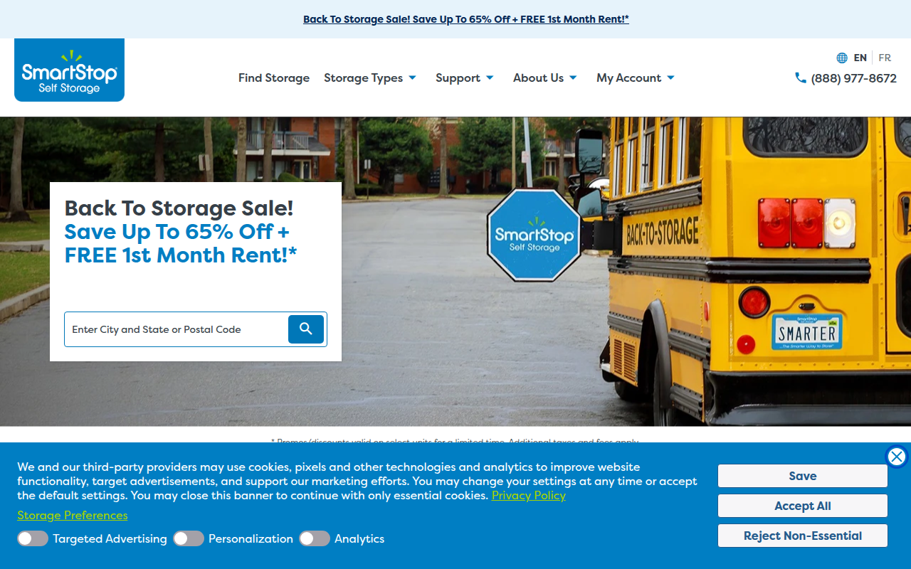 Screenshot van smartstopselfstorage.com