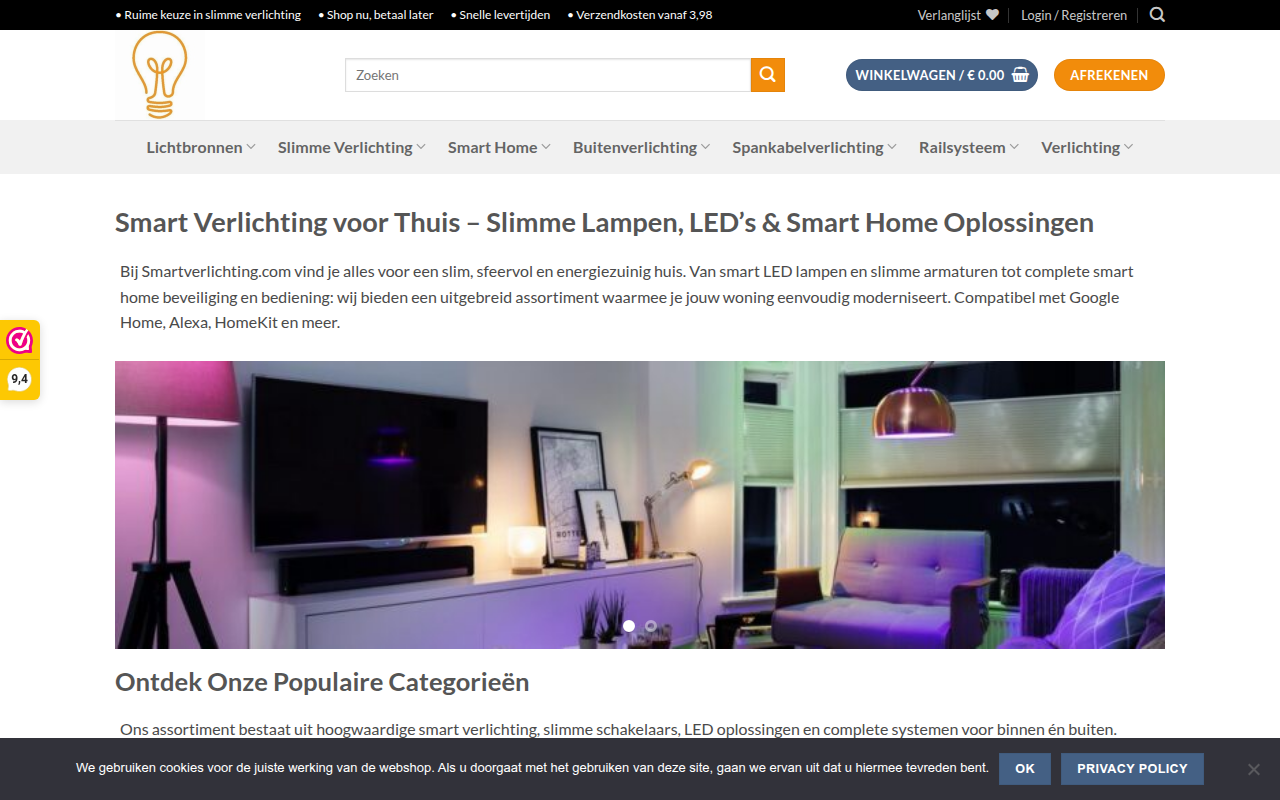 Screenshot van SmartVerlichting.com