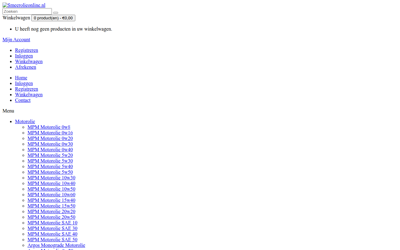 Screenshot van smeerolieonline.nl