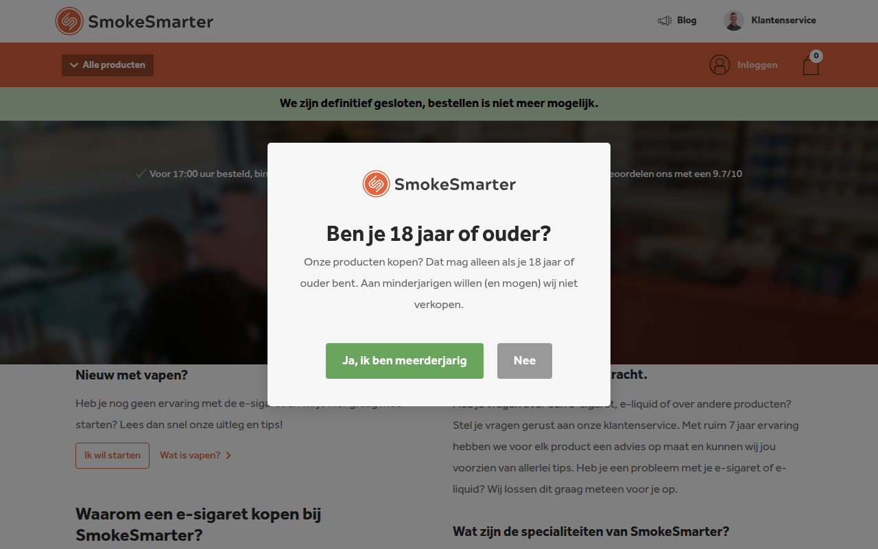 Screenshot van smokesmarter.nl