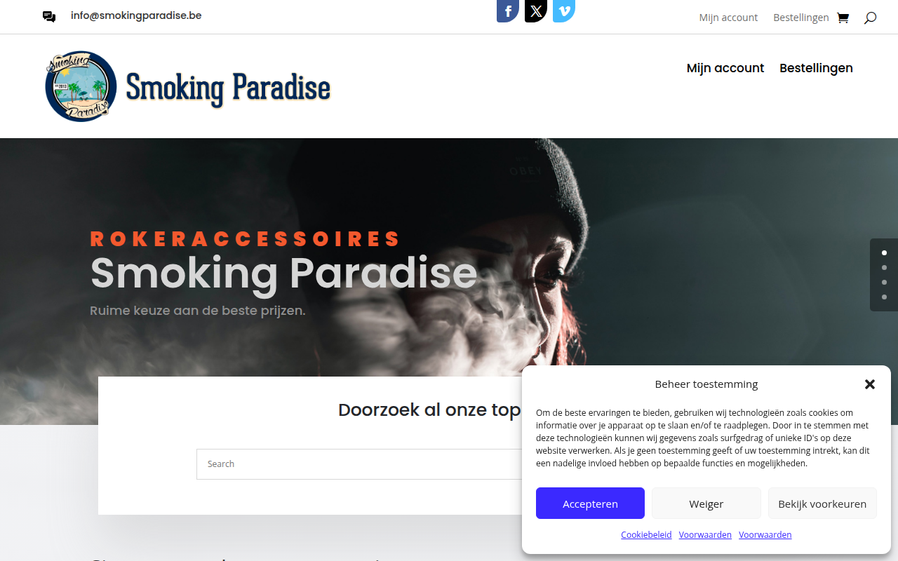 Screenshot van smokingparadise.be