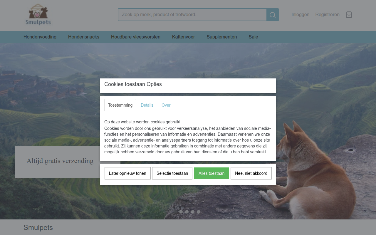 Screenshot van smulpets.nl