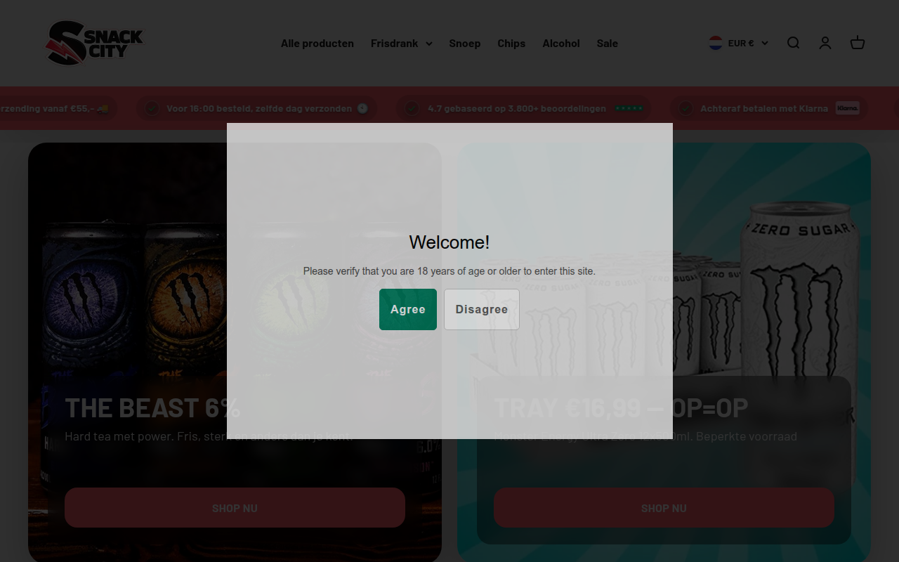 Screenshot van snack-city.nl