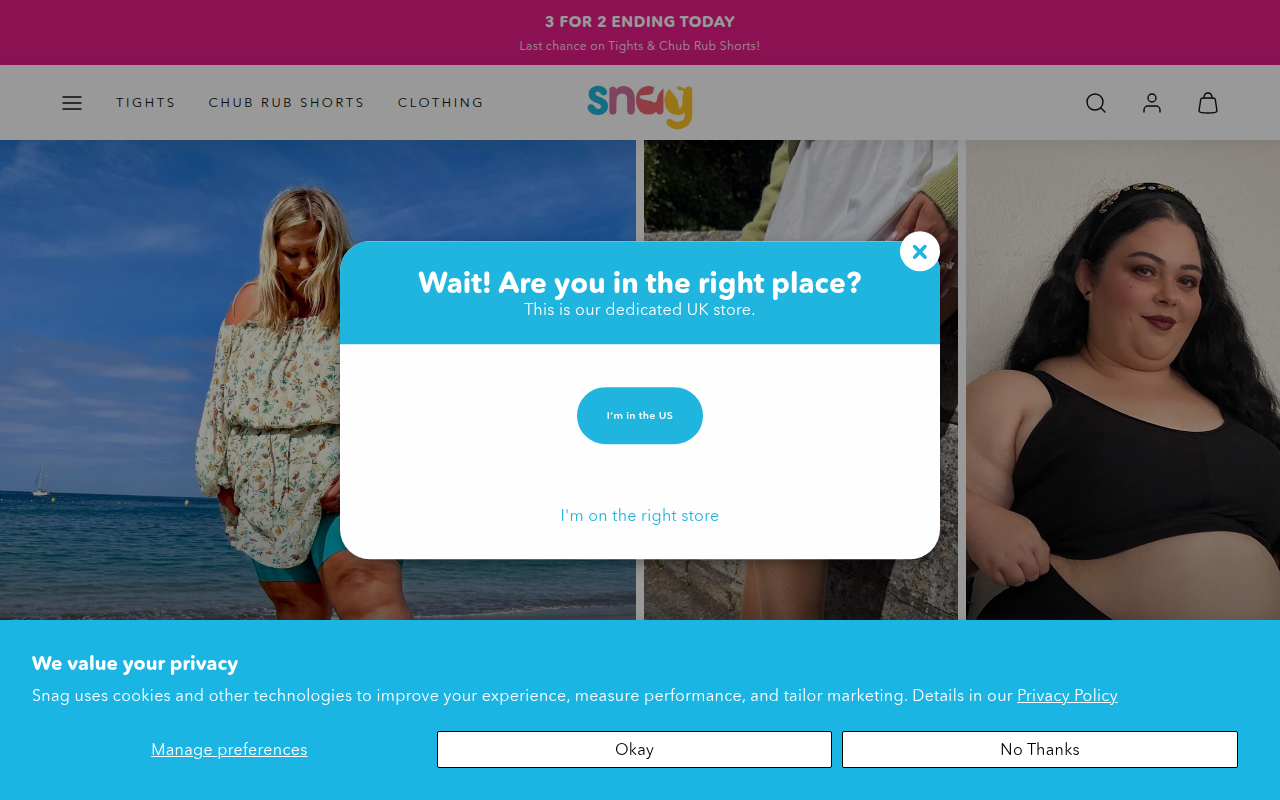 Screenshot van snagtights.com