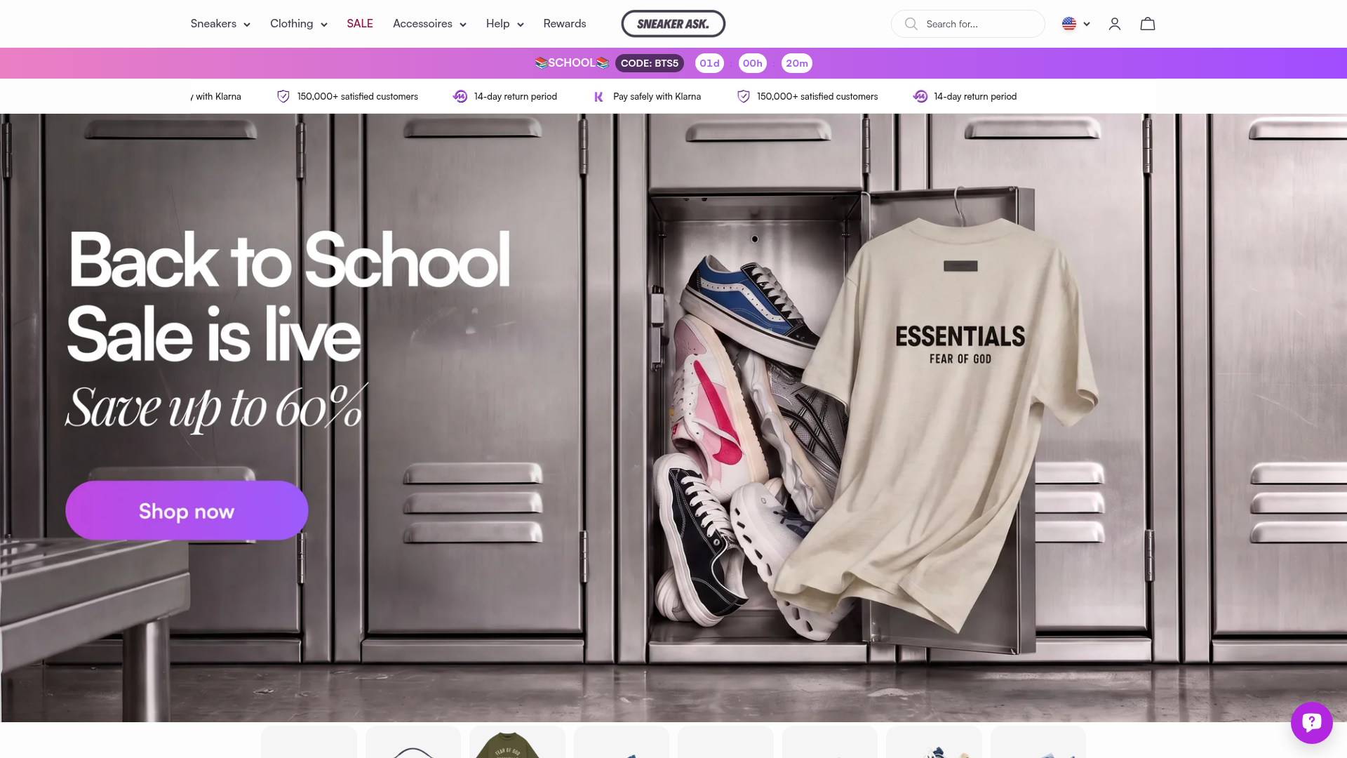 Screenshot van sneakerask.com