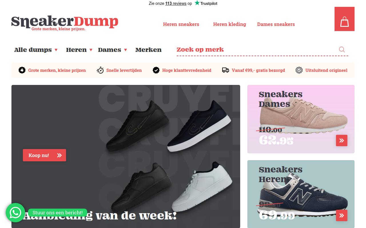 Screenshot van sneakerdump.nl