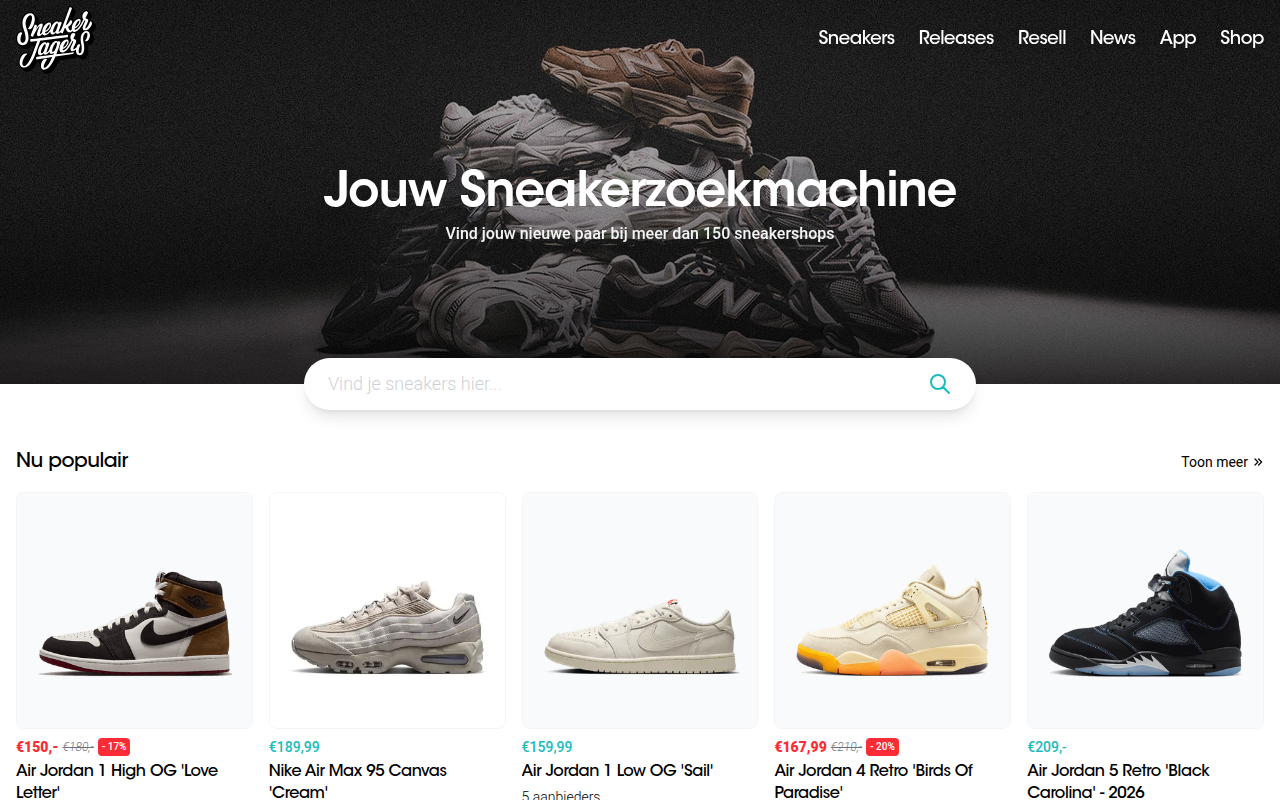 Screenshot van sneakerjagers.com