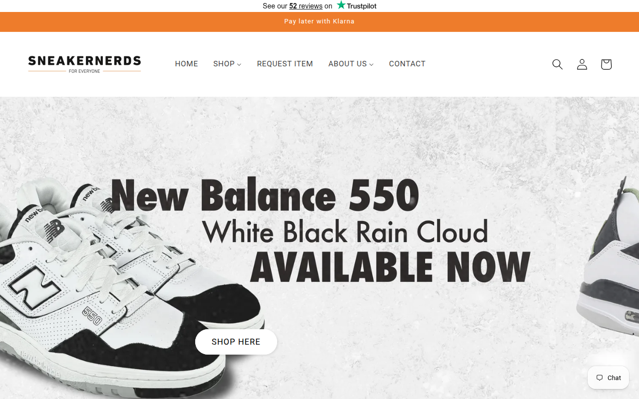 Screenshot van sneakernerds.com