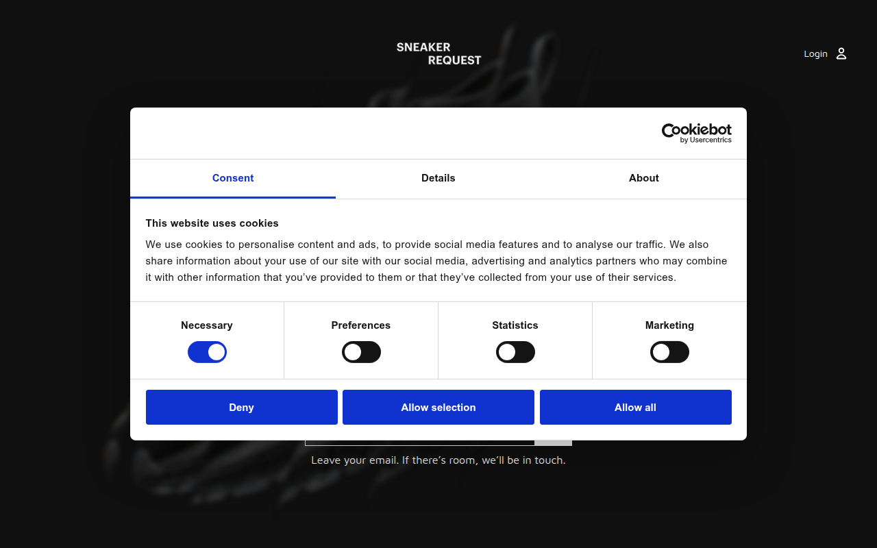 Screenshot van sneakerrequest.com