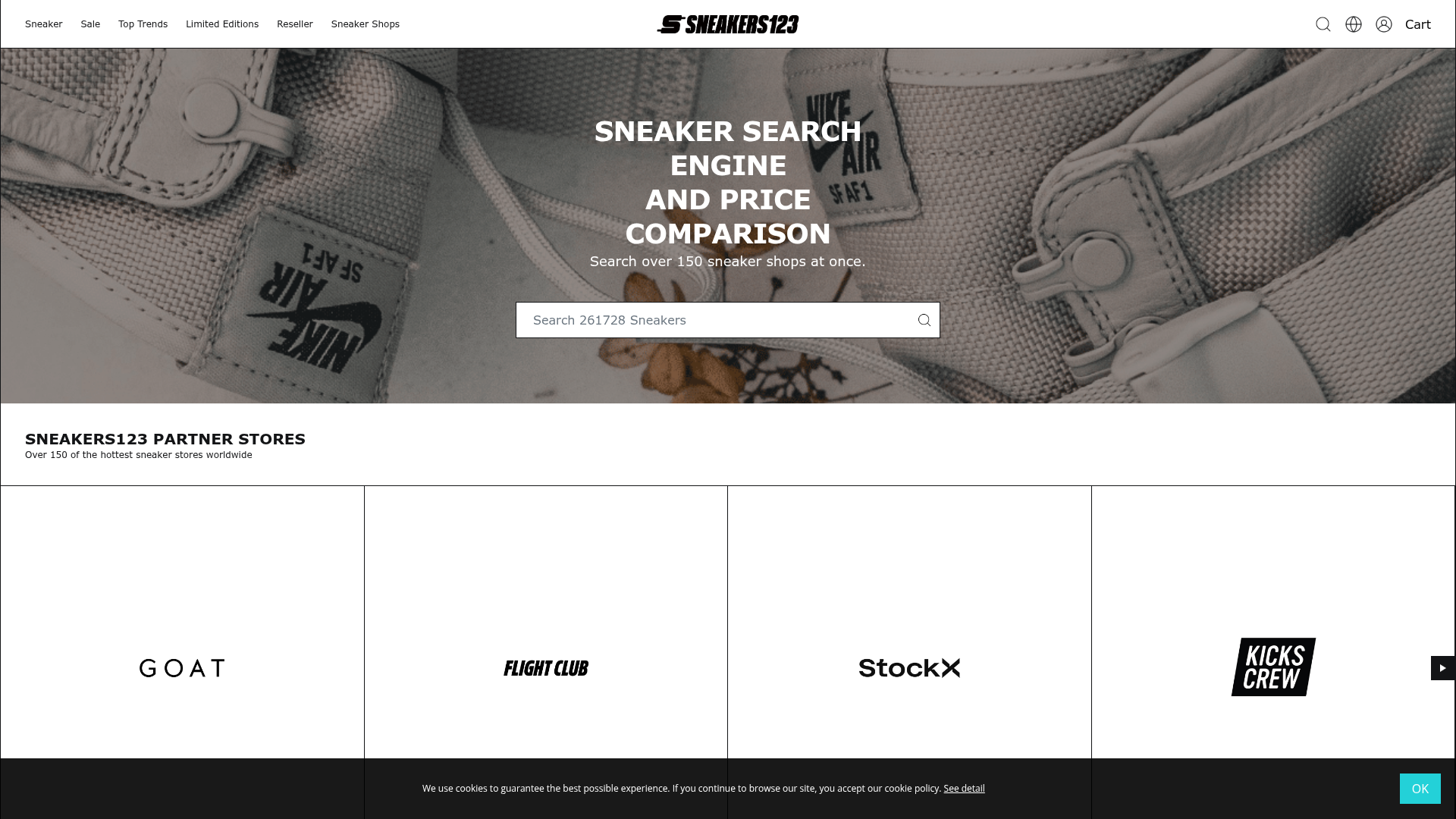 Screenshot van sneakers123.com