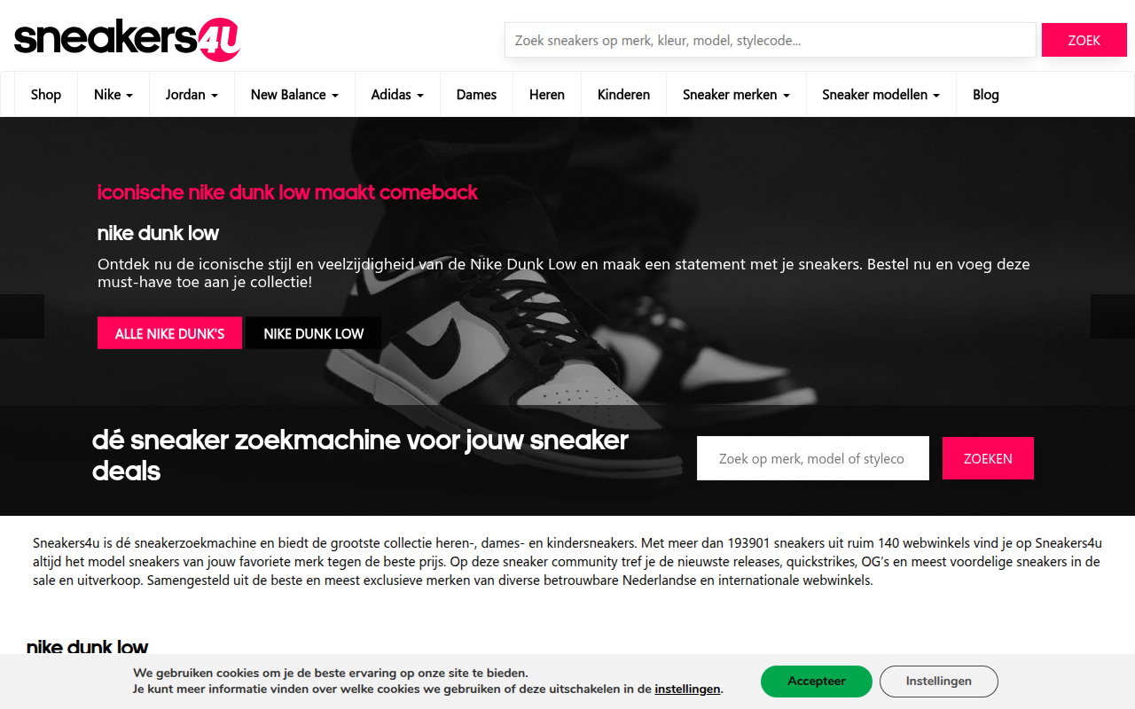 Screenshot van sneakers4u.nl