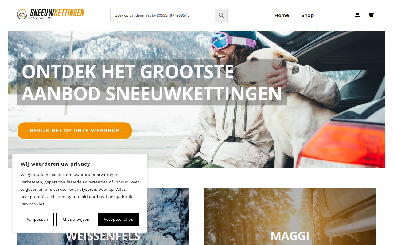 Screenshot van sneeuwkettingenonline.nl