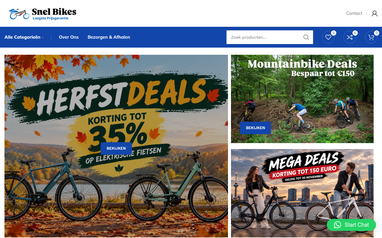 Screenshot van snelbikes.nl