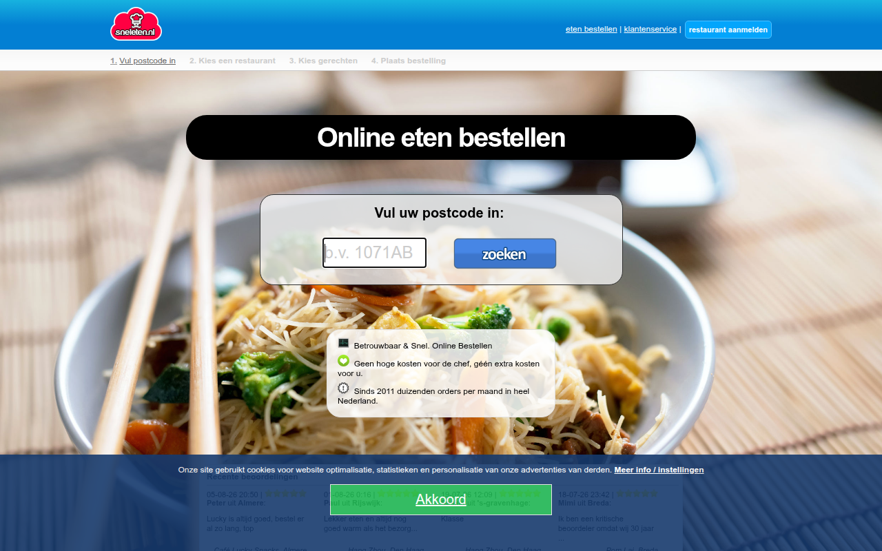 Screenshot van Sneleten.nl