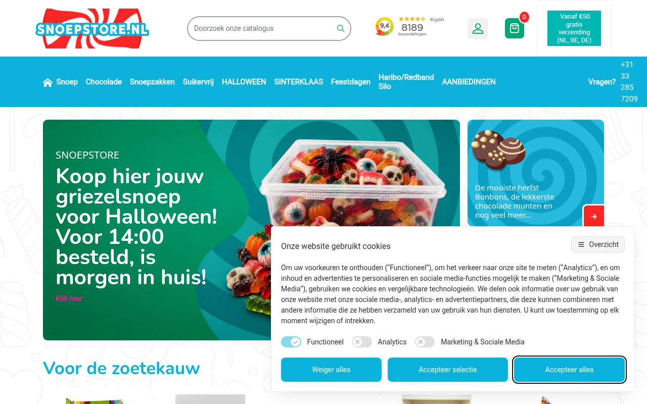 Screenshot van snoepstore.nl