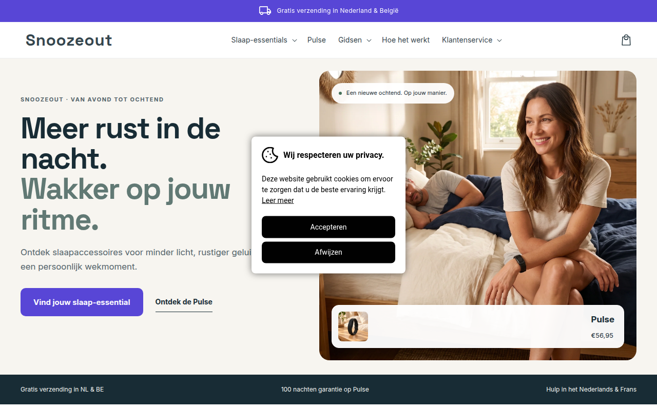 Screenshot van snoozeout.nl