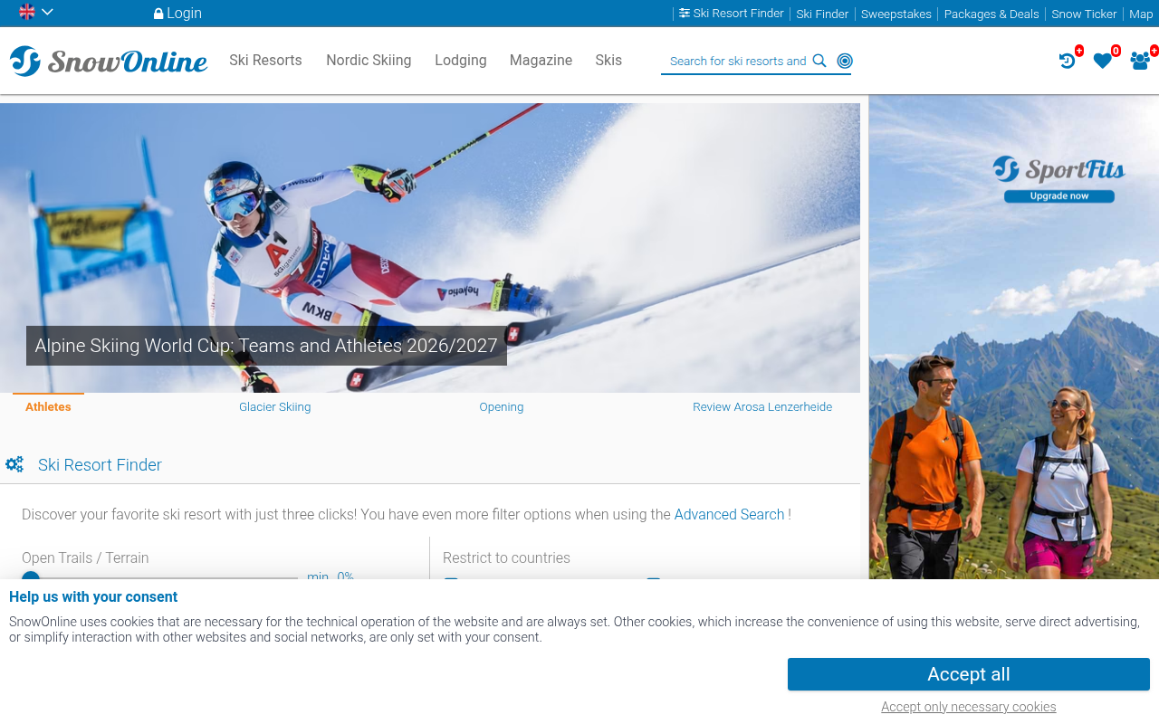 Screenshot van snow-online.com
