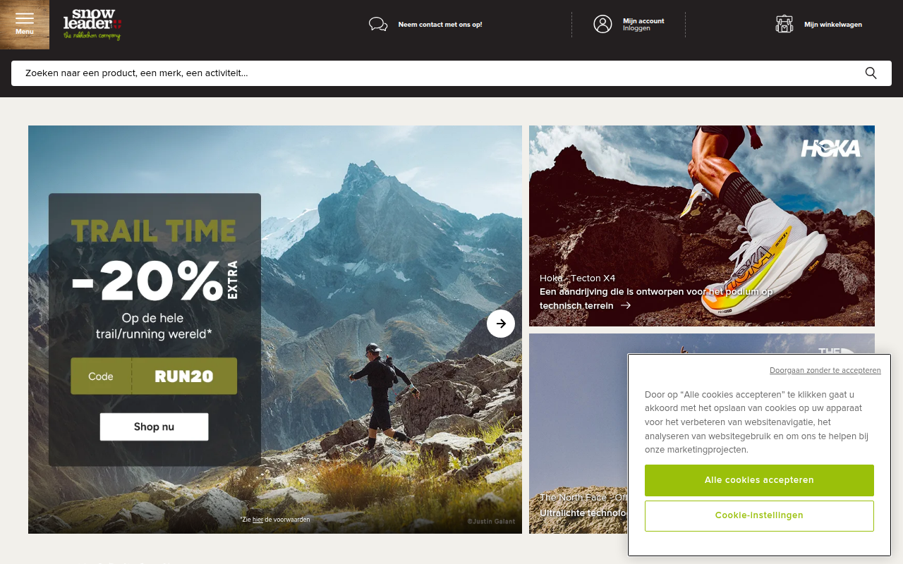 Screenshot van snowleader.nl