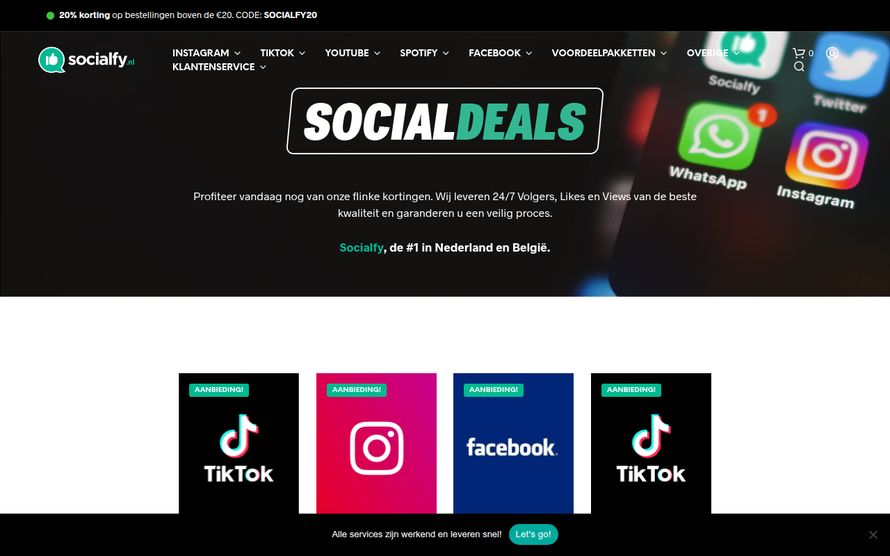 Screenshot van socialfy.nl