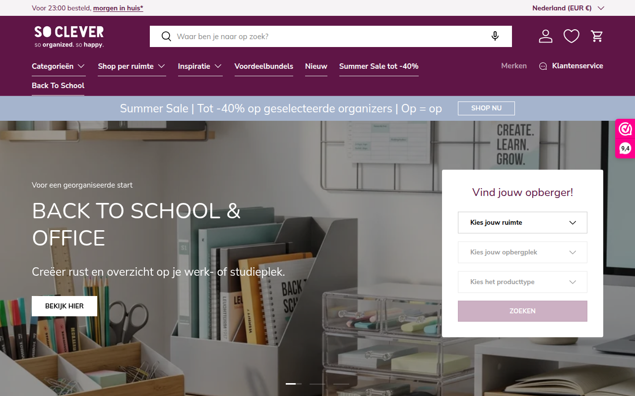 Screenshot van soclever.nl