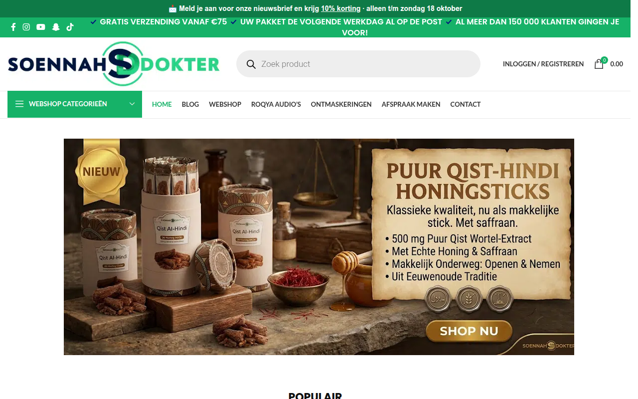 Screenshot van soennah-dokter.nl