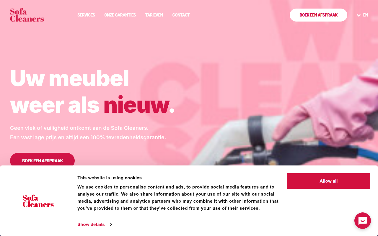 Screenshot van sofacleaners.nl