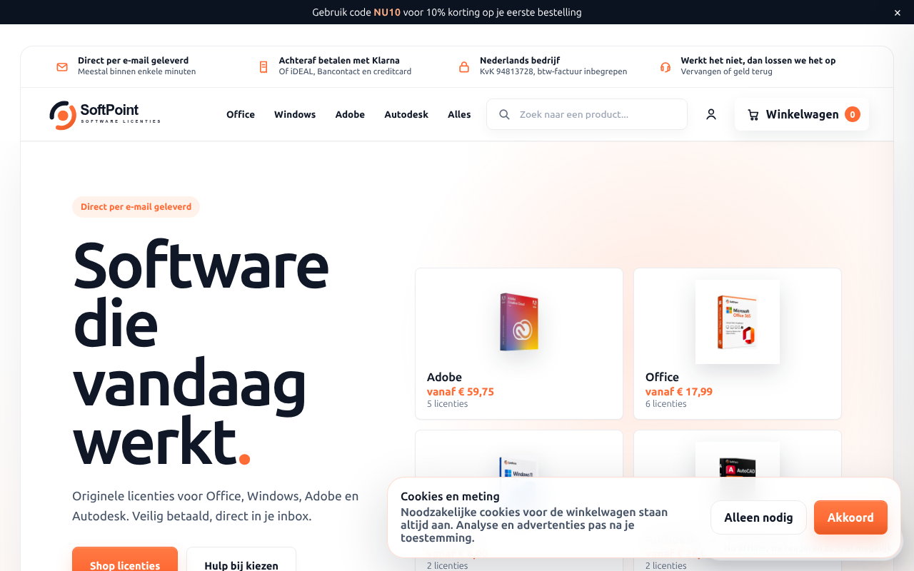 Screenshot van softpoint.nl