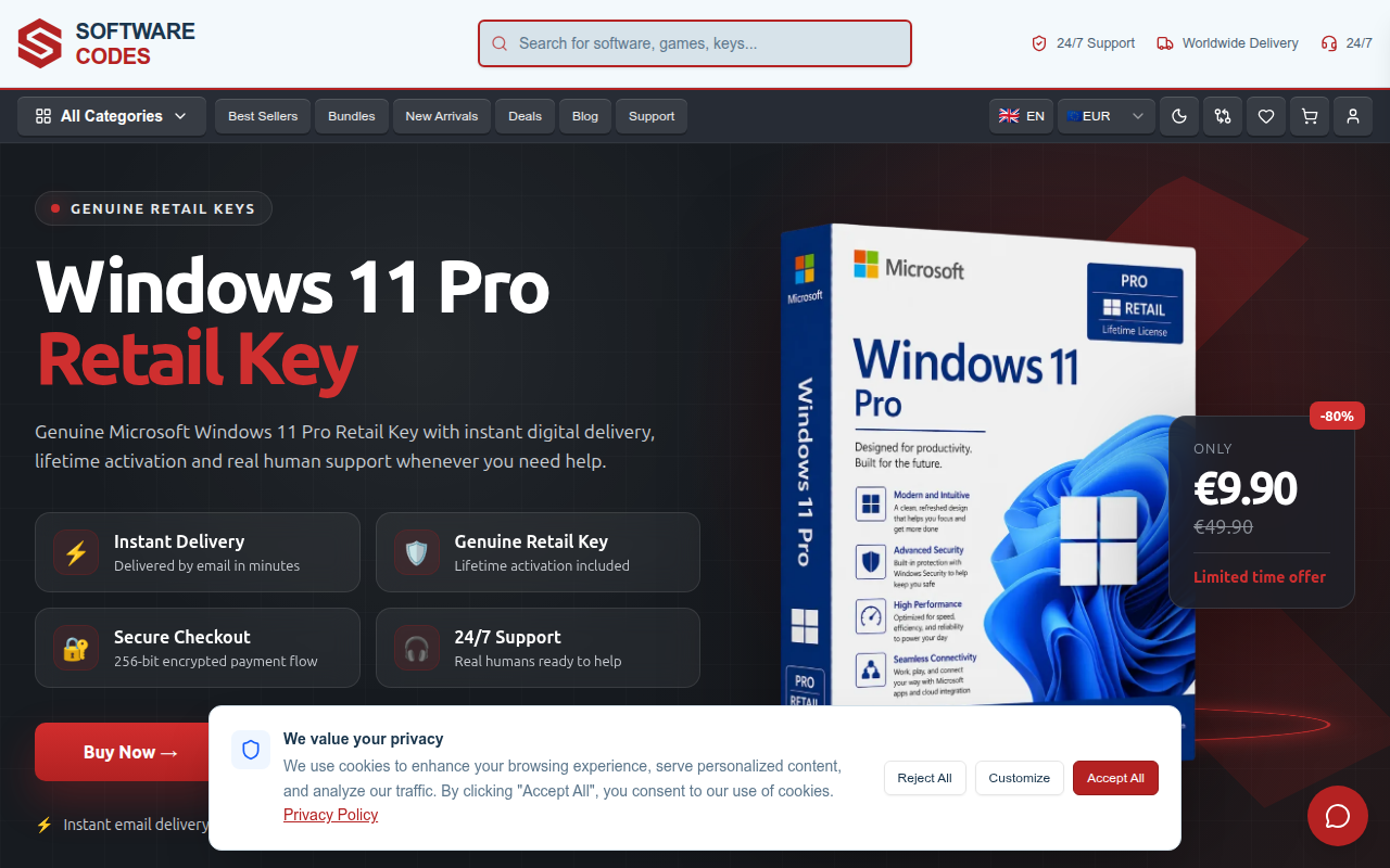 Screenshot van software-codes.com