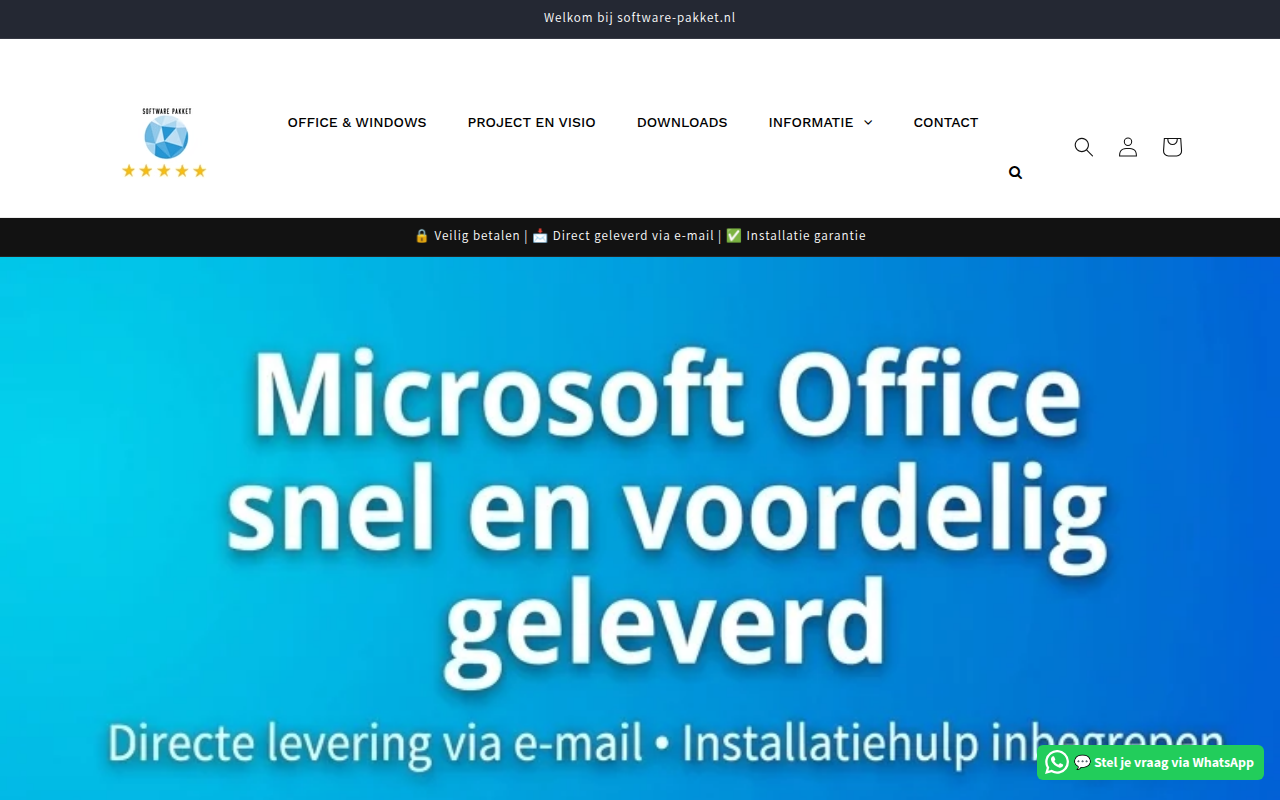 Screenshot van software-pakket.nl