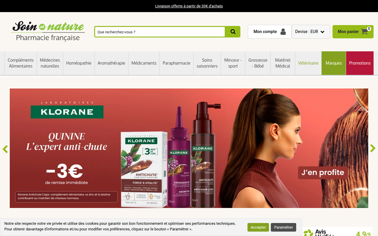 Screenshot van soin-et-nature.com