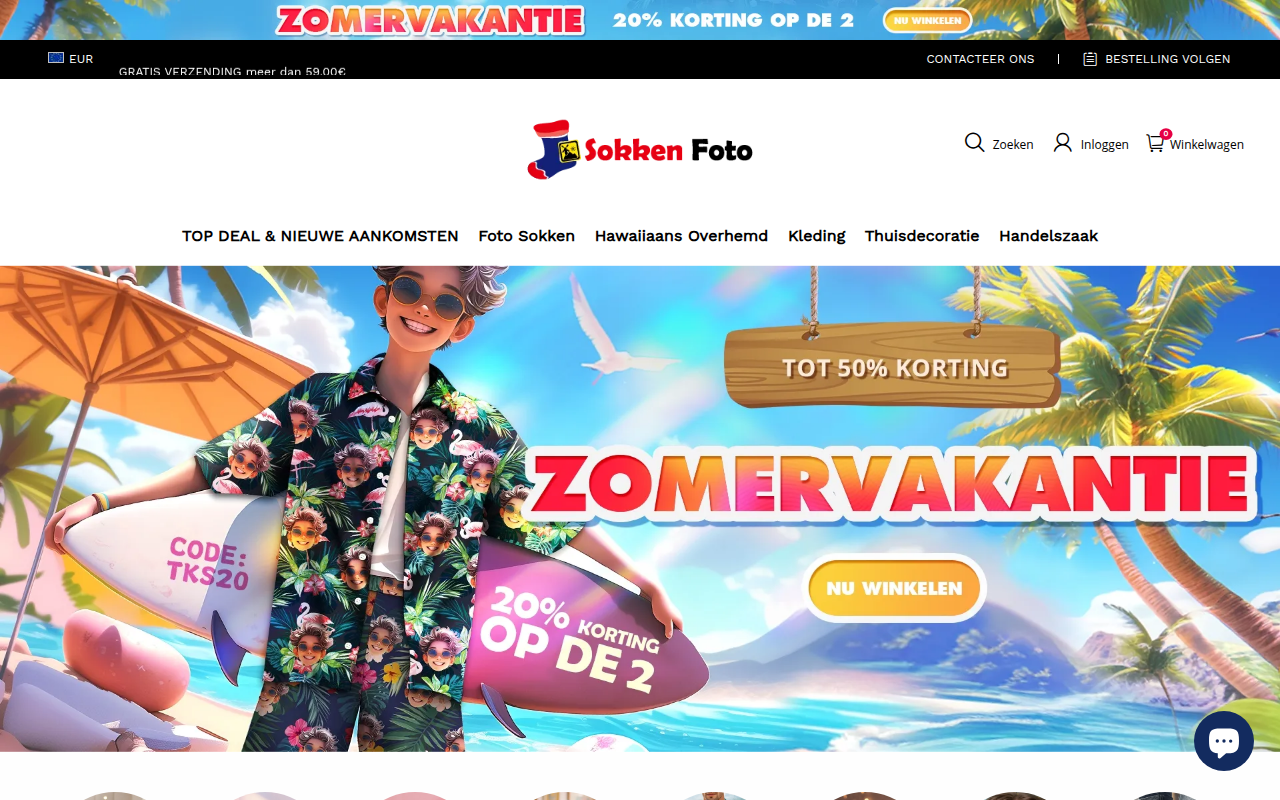 Screenshot van sokkenfoto.nl