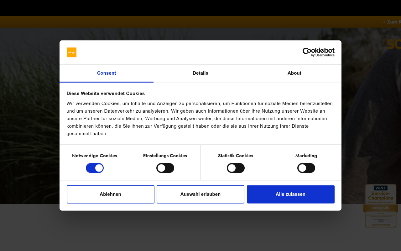Screenshot van solago.de