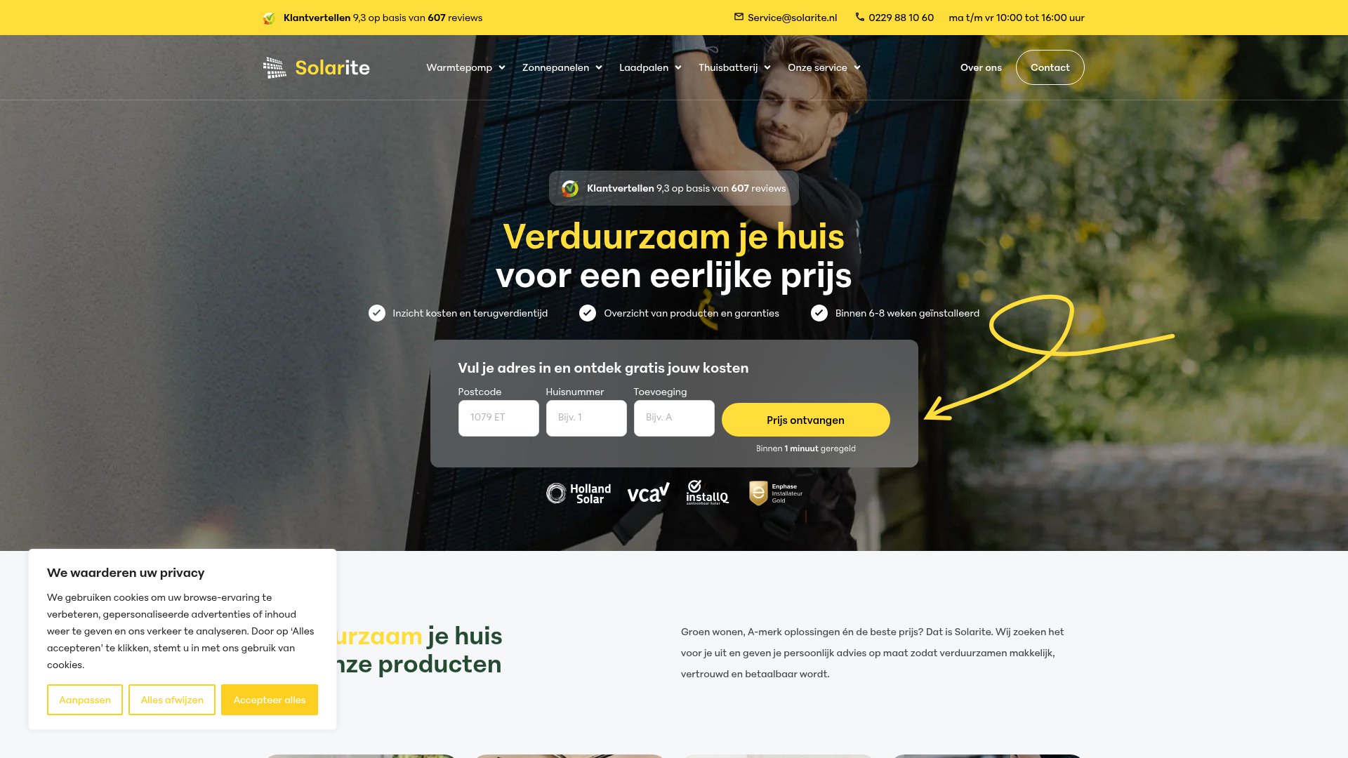 Screenshot van solarite.nl