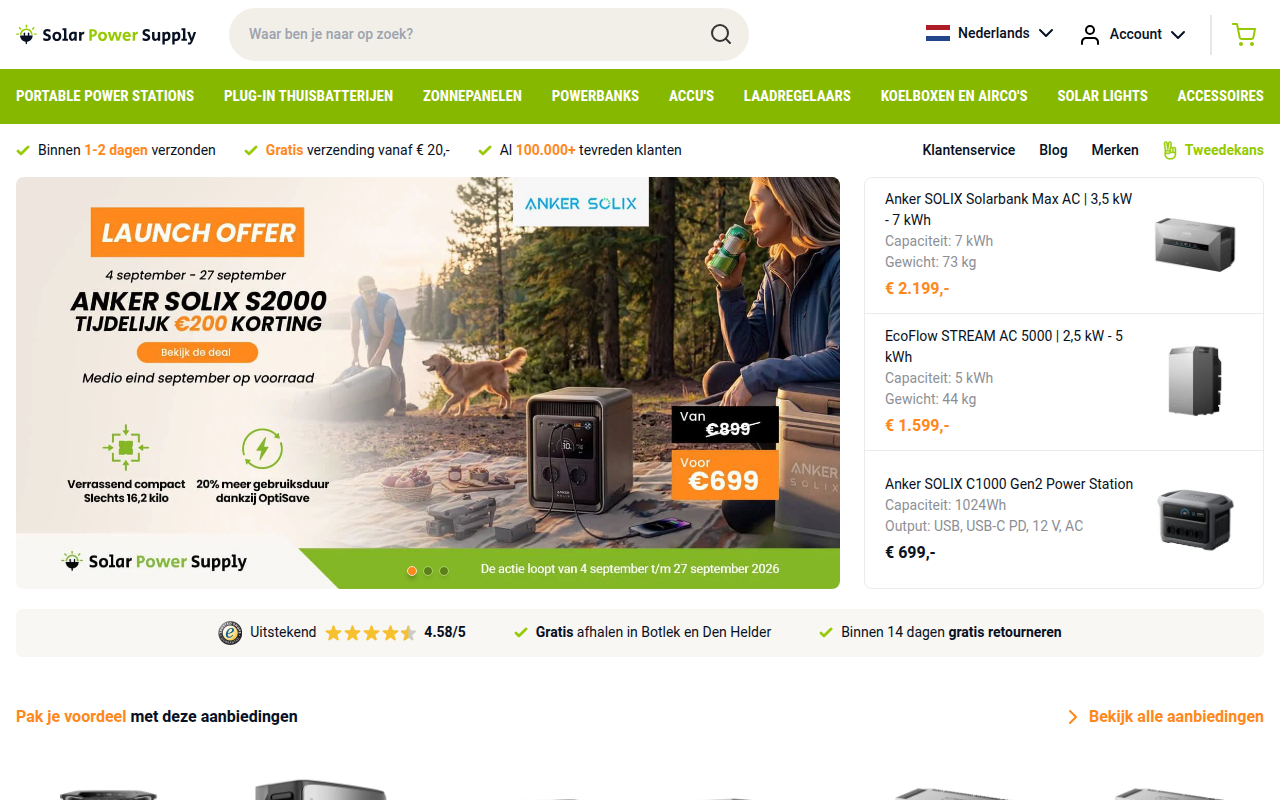 Screenshot van solarpowersupply.nl