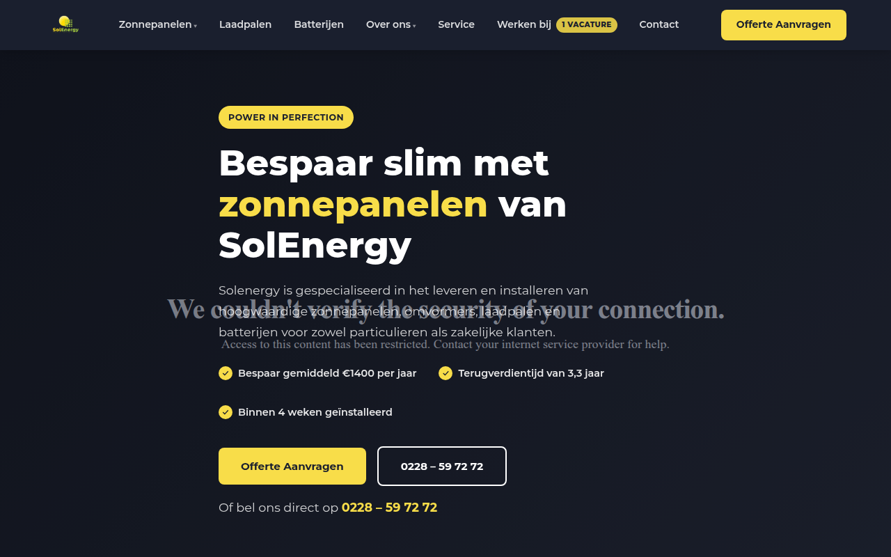 Screenshot van solenergy.nl