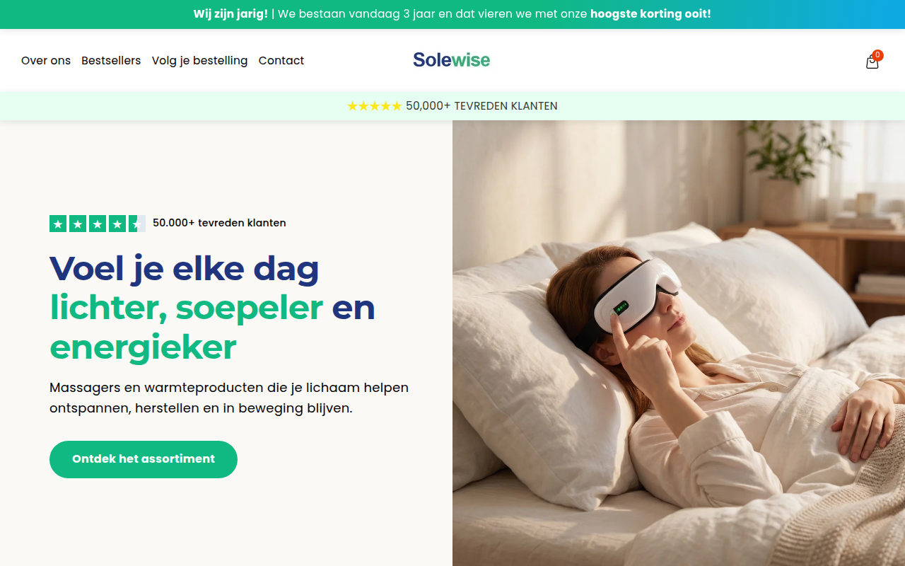 Screenshot van solewise.nl