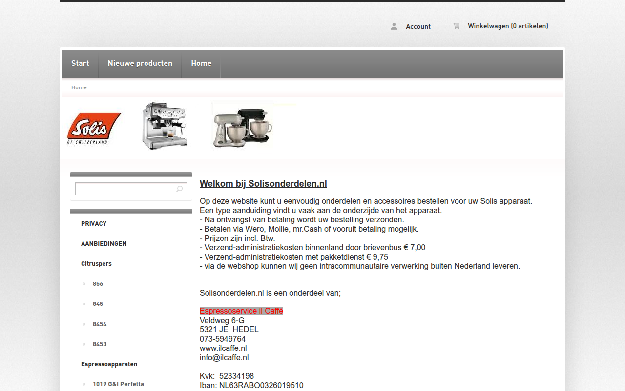 Screenshot van solisonderdelen.nl