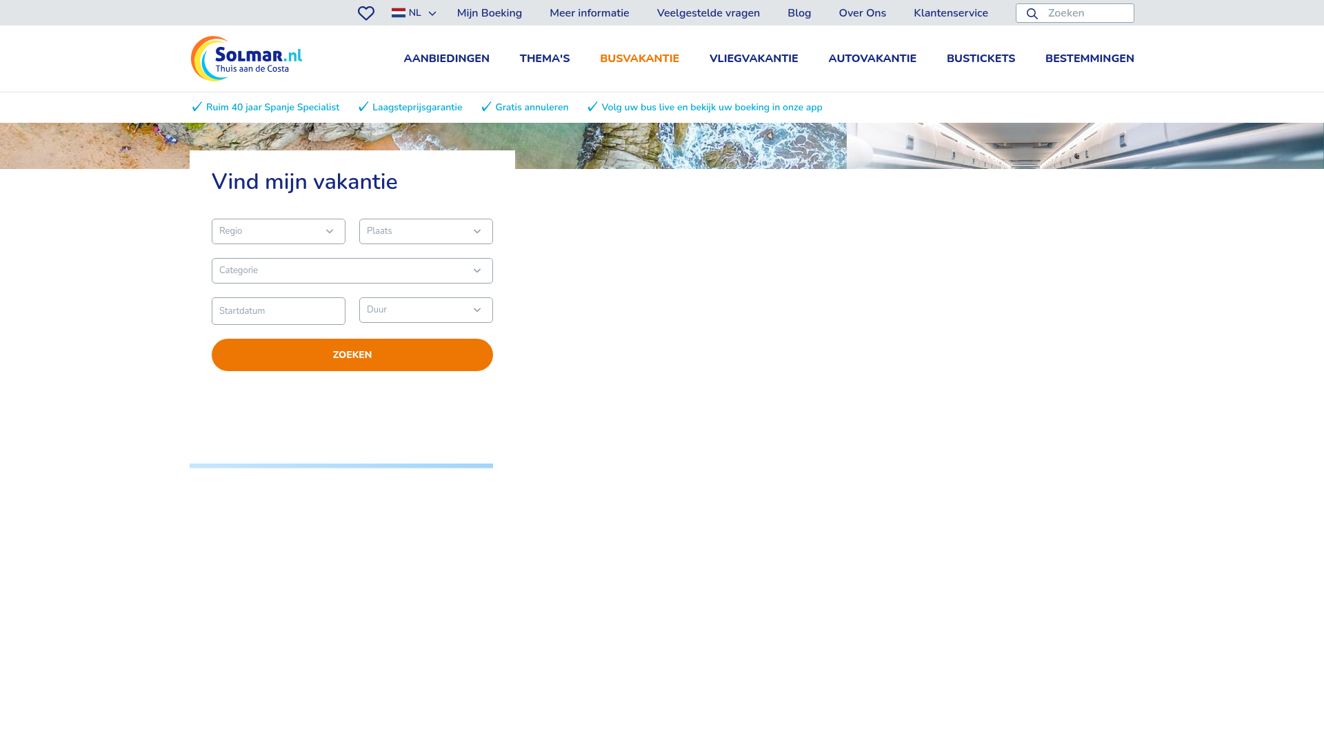 Screenshot van solmar.nl