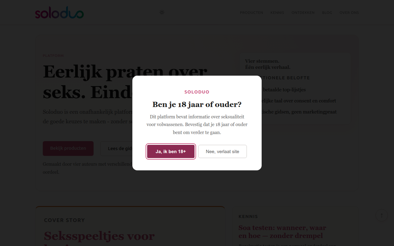 Screenshot van soloduo.nl