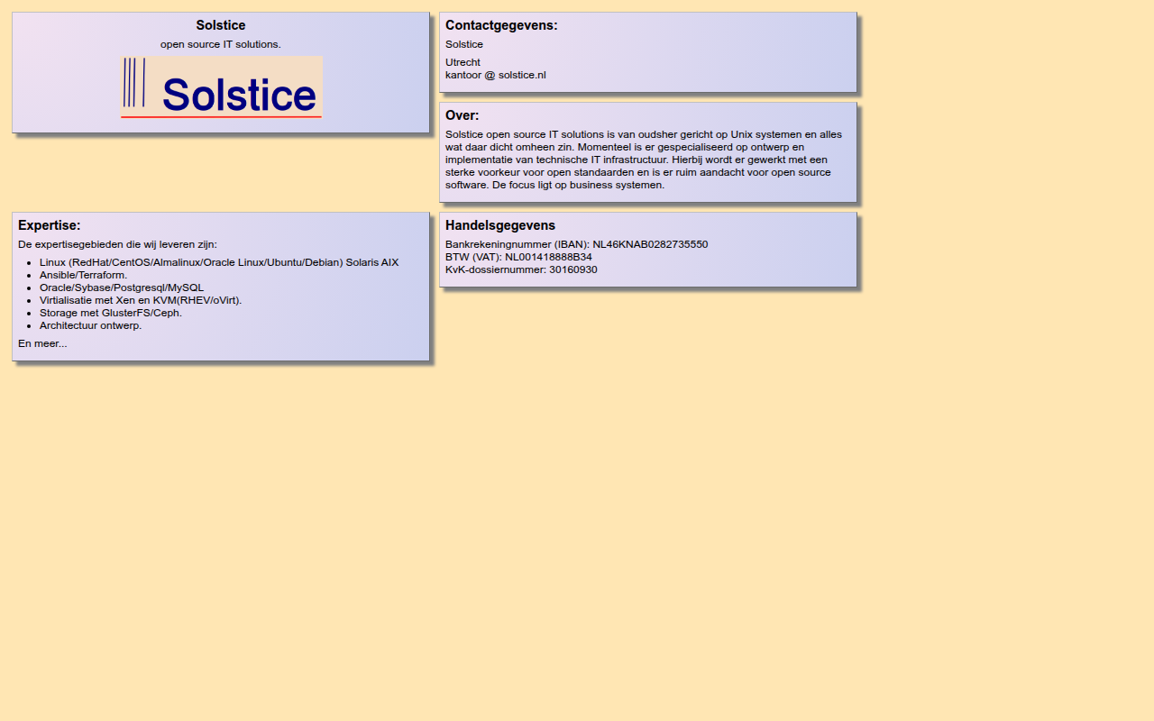 Screenshot van solstice.nl
