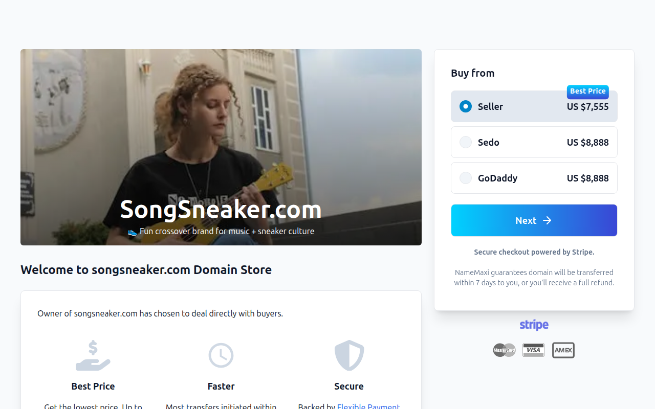 Screenshot van www.songsneaker.com