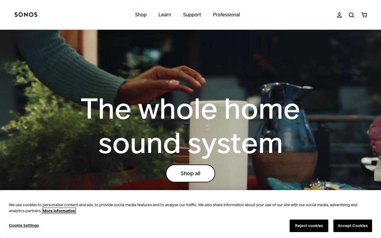 Screenshot van sonos.com