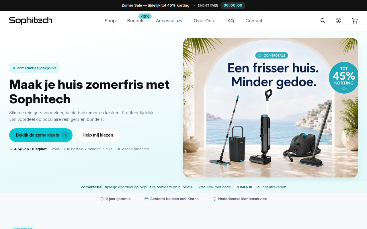 Screenshot van sophitech.nl
