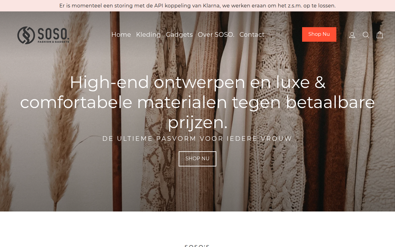 Screenshot van sosofashion.nl