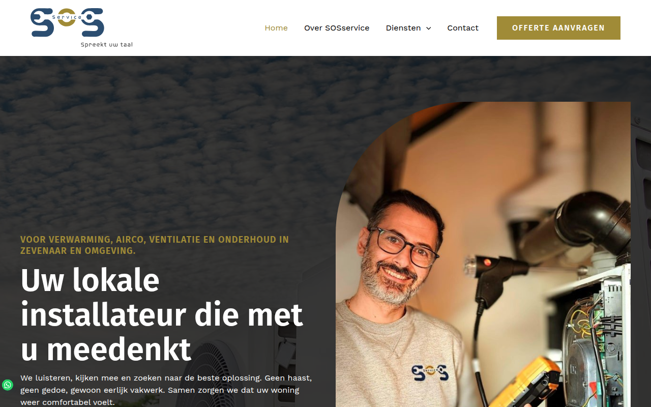 Screenshot van sosservice.nl