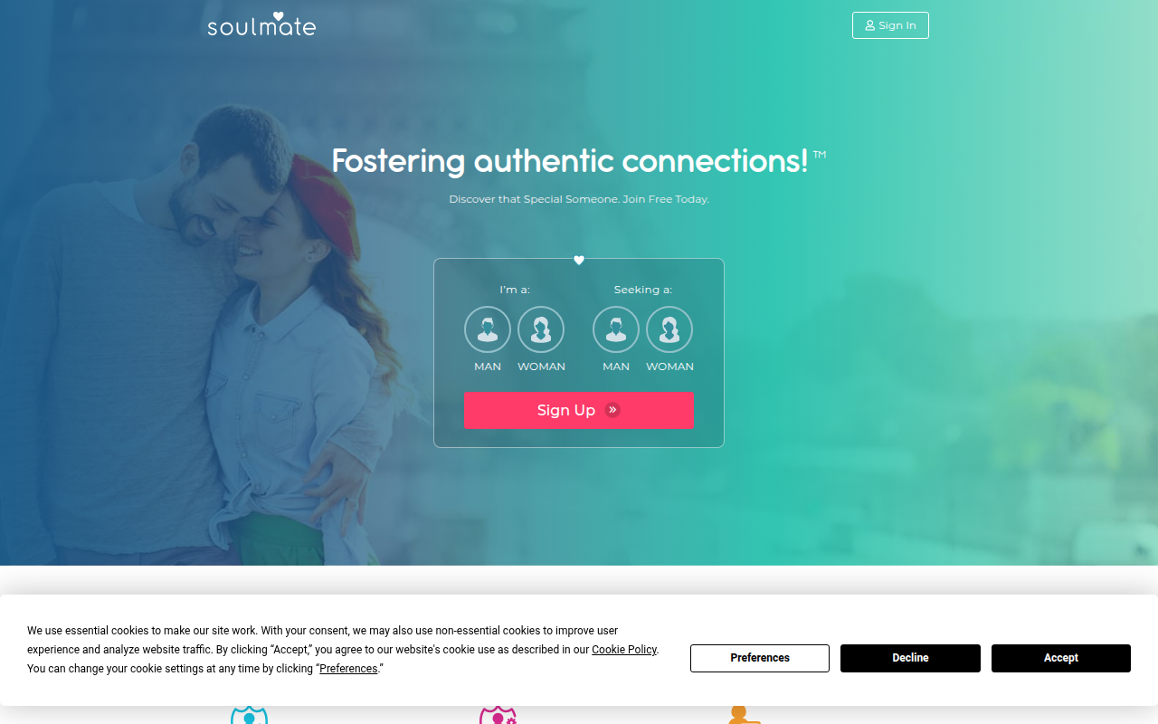 Screenshot van soulmate.com