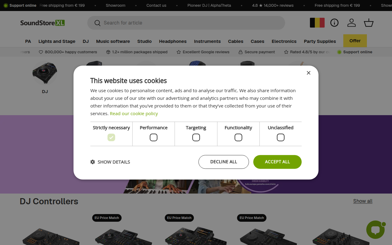 Screenshot van soundstorexl.com