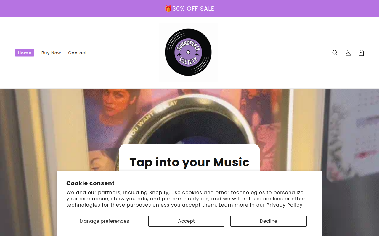 Screenshot van soundtracksociety.store